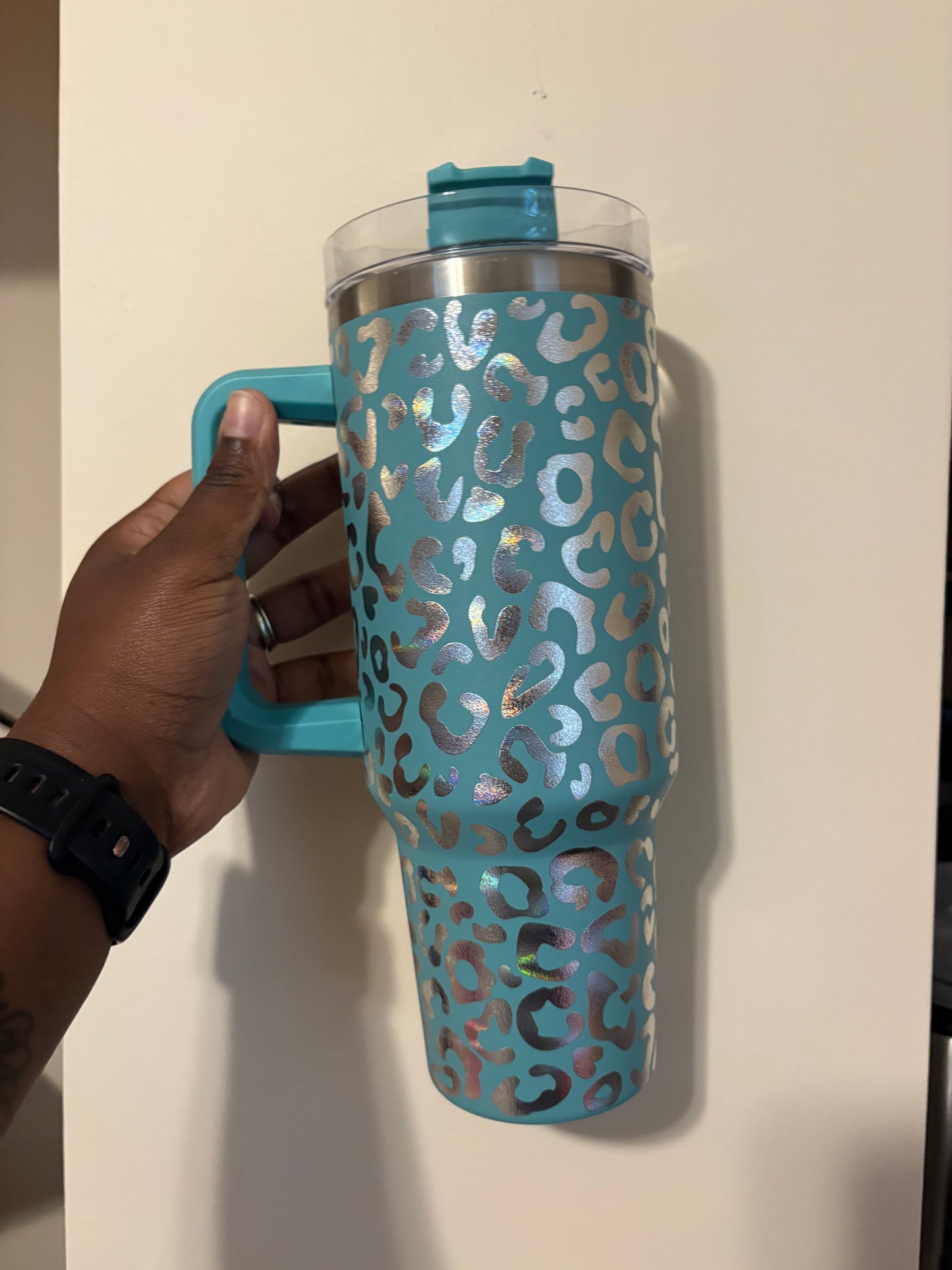 Holographic Leopard Tumbler