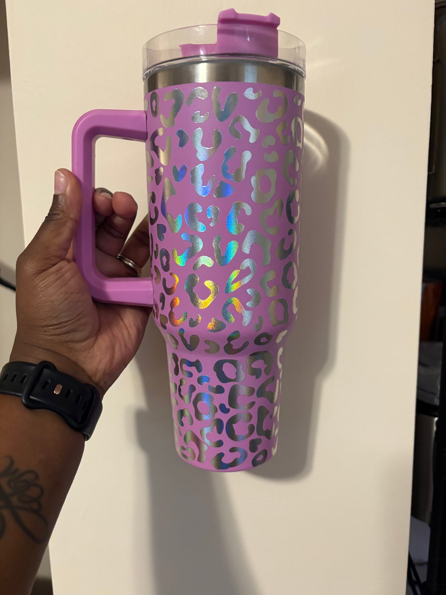 Holographic Leopard Tumbler