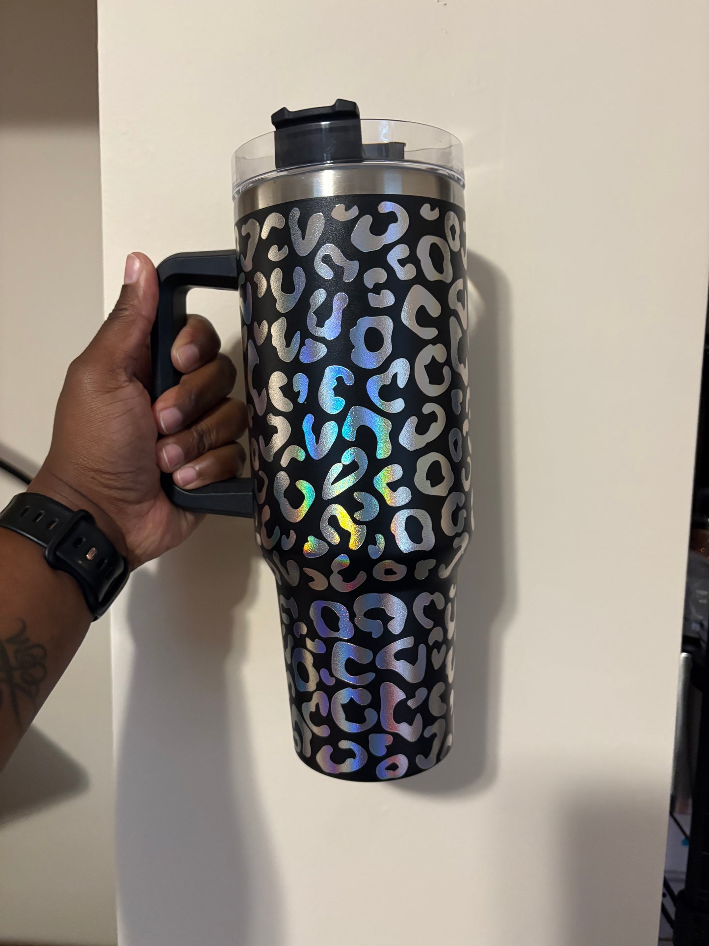Holographic Leopard Tumbler