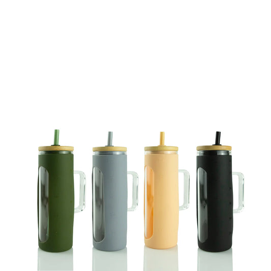 Glass Tumbler w/Handle & Sleeve