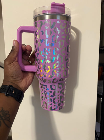 Holographic Leopard Tumbler