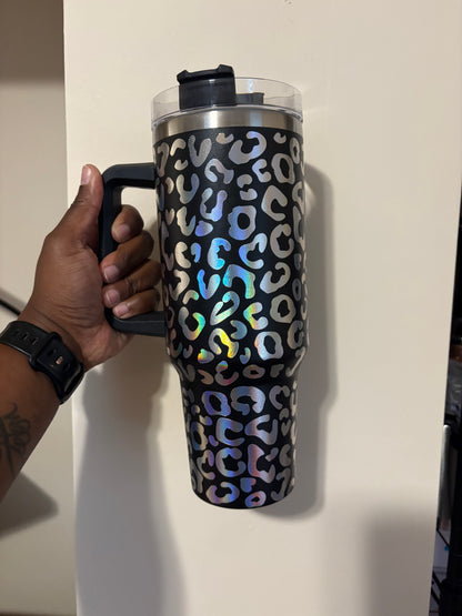 Holographic Leopard Tumbler
