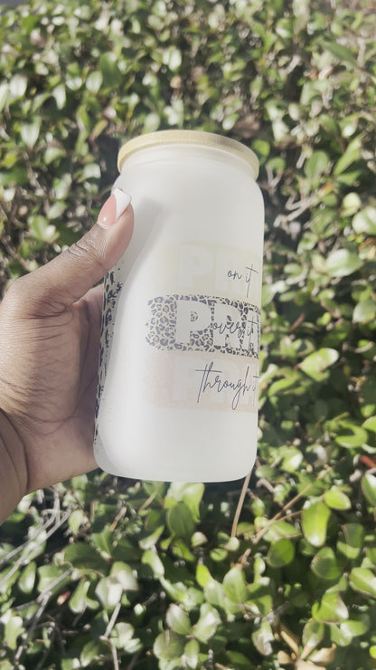Pray Leopard Matte Glass Tumbler