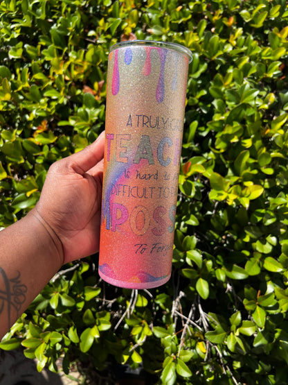 Teacher Pink Glitter Tumbler