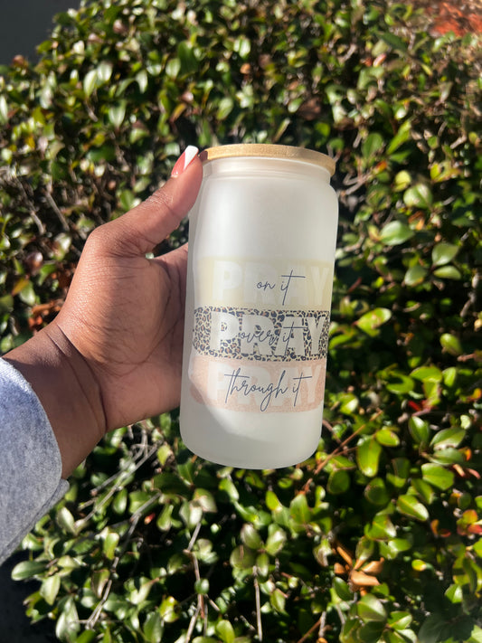 Pray Leopard Matte Glass Tumbler
