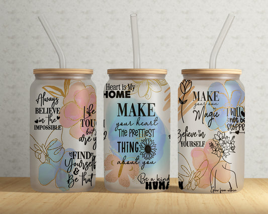 Self Affirmation Glass Can Tumbler