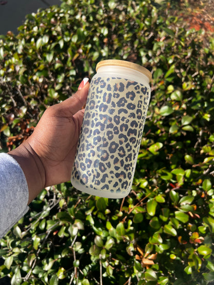 Pray Leopard Matte Glass Tumbler
