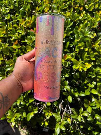 Teacher Pink Glitter Tumbler